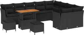 vidaXL Σετ Καναπέ Κήπου 12 τεμ. 9-Αριθμός καθισμάτων Μαύρο