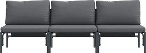 vidaXL Εξωτερικά Έπιπλα 3 Τεμάχιο Ανθρακί 80 x 80 x 71 cm Ατσάλι