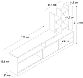 Σύνθεση τηλεόρασης Pesaro Megapap χρώμα sepet oak 165x25x91,3εκ.