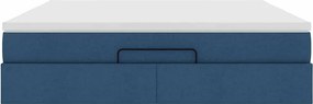 vidaXL Οθωμανικό κρεβάτι με στρώμα μπλε 160x200cm ύφασμα