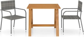 vidaXL Σετ Τραπεζαρίας Κήπου 3 Τεμαχίων Γκρι