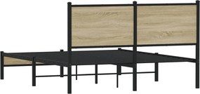 vidaXL Σκελετός Κρεβ. Χωρίς Στρώμα Sonoma Δρυς 150x200 εκ. Μεταλλικό