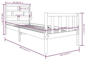 Πλαίσιο Κρεβατιού 75x190 εκ. Μασίφ Ξύλο Πεύκου Small Single - Καφέ