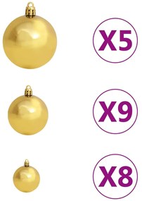 vidaXL Χριστουγεν. Δέντρο Γωνιακό Τεχνητό LED/Μπάλες Λευκό 210 εκ. PVC