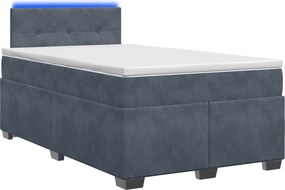vidaXL Κρεβάτι Box Spring με Στρώμα και LED Σκούρο Γκρι 120 x 190 cm