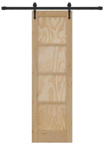 vidaXL Συρόμενη Πόρτα Καφέ 61 x 198.5 εκ. Μασίφ ξύλο πεύκου