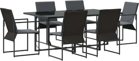vidaXL Σέτ φαγητού για κήπο 7 pcs Μαύρο Ατσάλι
