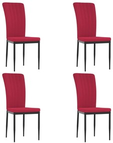 Καρέκλες Τραπεζαρίας 4 τεμ. Μπορντό Βελούδινες - Κόκκινο