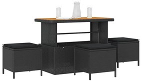 vidaXL Σέτ φαγητού για κήπο Μαύρο συνθετικό ρατάν