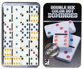Έγχρωμο Ντόμινο σε Μεταλλικό κουτί 28 τεμ. – Double six color dot dominoes