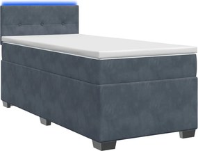 vidaXL Κρεβάτι Box Spring με Στρώμα και LED Σκούρο Γκρι 100 x 200 cm