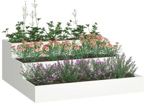 vidaXL Γλάστρα Κήπου Λευκό 90 x 90 x 35 εκ Ατσάλι