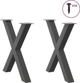 vidaXL Πόδια Τραπεζαρίας σε Σχήμα Χ 2 τεμ. Ανθρακί 70x(72-73) εκ. Ατσάλι