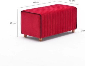 Πουφ Σκαμπό Κόκκινο MABEL 40x80x40