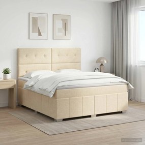 vidaXL Κρεβάτι box spring με στρώμα Κρεμ 140 x 200 cm Ύφασμα