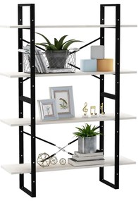 vidaXL Βιβλιοθήκη με 4 Ράφια Λευκή 100x30x140 εκ από Μασίφ Ξύλο Πεύκου