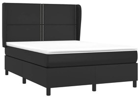 Κρεβάτι Boxspring με Στρώμα Μαύρο 140x190εκ.από Συνθετικό Δέρμα - Μαύρο