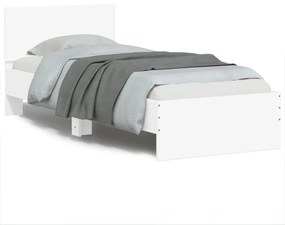 Πλαίσιο Κρεβατιού με Κεφαλάρι Λευκό 90x200 εκ. Επεξεργ. Ξύλο
