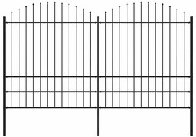 vidaXL Φράχτης Κήπου με Κορυφή Δόρυ Μαύρος Ατσάλινος 359 x 200 εκ.