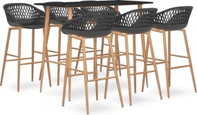 vidaXL Σετ Επίπλων Μπαρ 7 Τεμαχίων Μαύρο / Γκρι