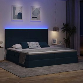 vidaXL LED Κρεβάτι αποθήκευσης με στρώμα Μπλε 200 x 200 cm Ύφασμα