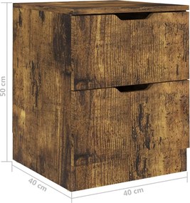 vidaXL Κομοδίνα 2 τεμ. Καπνιστή Δρυς 40 x 40 x 50 εκ. Επεξεργ. Ξύλο