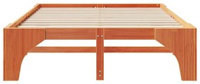 vidaXL Κρεβάτι δαπέδου Καφέ 140 x 200 cm Μασίφ ξύλο πεύκου