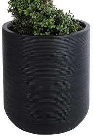 GloboStar® Artificial Garden DAMASCUS 20694 Διακοσμητικό Πολυεστερικό Τσιμεντένιο Κασπώ Γλάστρα - Flower Pot Μαύρο Φ45 x Υ45cm