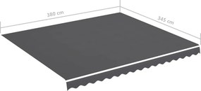 vidaXL Ανταλλακτικό Ύφασμα Τέντας Ανθρακί 380x345 εκ. Πολυεστέρας