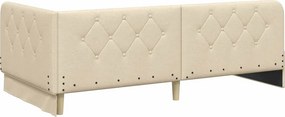 vidaXL Κρεβάτι Γωνίας Κρεμ 90 x 190 cm ύφασμα