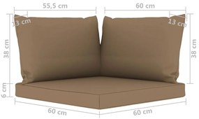vidaXL Μαξιλάρια Καναπέ Παλέτας 3 τεμ. Taupe Υφασμάτινα