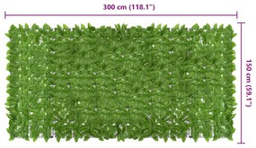 vidaXL Διαχωριστικό Βεράντας 300 x 150 εκ. με Πράσινα Φύλλα