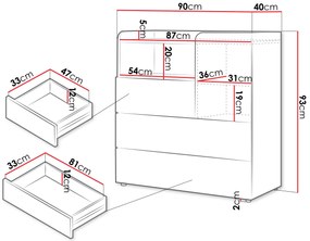 Συρταριέρα Yuki 1D 3S short-Mpez