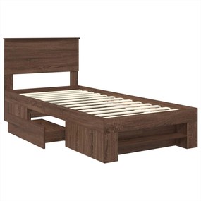 VidaXL Σκελετός Κρεβατιού Καφέ δρυς 75 x 190 cm Επεξεργασμένο Ξύλο