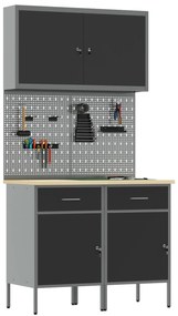 vidaXL Σετ 5 τεμαχίων ντουλάπας και πίνακα ανακοινώσεων Μαύρο MDF και Μέταλλο