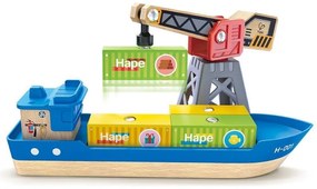 Hape Railway Ξύλινο Cargo Πλοίο &amp; Γερανός