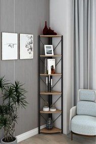 Stewehome Μεταλλική γωνιακή βιβλιοθήκη με 6 ράφια 46x30x177 cm
