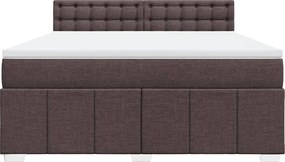 vidaXL Κρεβάτι Boxspring με Στρώμα Σκούρο Καφέ 180x200 εκ Υφασμάτινο