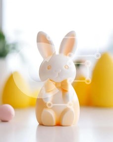 Intra Συλλεκτικό Ξύλινο Παζλ Plywood 4mm - Λευκό και κίτρινο ειδώλιο λαγουδάκι με πασχαλινά αυγά Σε Ξύλινο Κουτί - Διαστάσεις: 10x10 cm – 25 κομμάτια