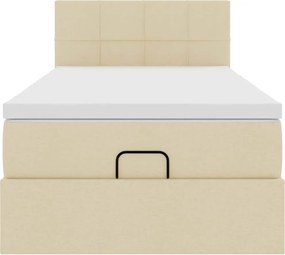 vidaXL Οθωμανικό κρεβάτι με στρώμα Cream 80x200cm ύφασμα
