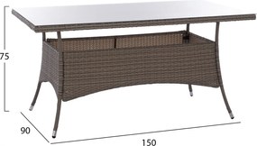 ΣΕΤ ΤΡΑΠΕΖΑΡΙΑΣ 5ΤΜΧ ΤΡΑΠ. 150Χ90 &amp; ΠΟΛΥΘΡΟΝΕΣ WICKER RATTAN ΓΚΡΙ HM11713.01
