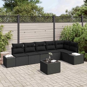 vidaXL Σετ Καναπέ Κήπου 7 pcs Μαύρο Πολυ rattan, βαμμένο ατσάλι