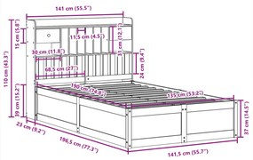 ΣΚΕΛΕΤΟΣ ΚΡΕΒΑΤΙΟΥ ΧΩΡΙΣ ΣΤΡΩΜΑ 135X190 ΕΚ ΜΑΣΙΦ ΞΥΛΟ ΠΕΥΚΟΥ 3323509