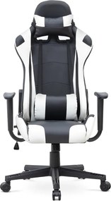 Καρέκλα γραφείου Gaming Alonso Megapap από τεχνόδερμα χρώμα λευκό - μαύρο 67x70x125/135 εκ.