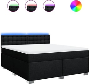 vidaXL Κρεβάτι Boxspring με Στρώμα Μαύρο 180x200 εκ. Υφασμάτινο