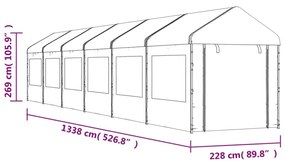 Κιόσκι με Τέντα Λευκό 13,38 x 2,28 x 2,69 μ. από Πολυαιθυλένιο - Λευκό