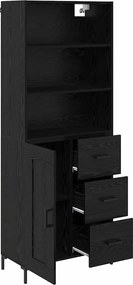 vidaXL Highboard Μαύρη Οξυά 69,5 x 34 x 180 εκ. Επεξεργασμένο Ξύλο