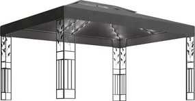 vidaXL Κιόσκι με Διπλή Οροφή και Φωτάκια LED Ανθρακί 3 x 4 μ.