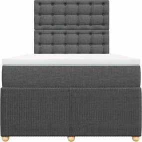 vidaXL Κρεβάτι Boxspring με Στρώμα Σκούρο Γκρι 120x190 εκ Υφασμάτινο