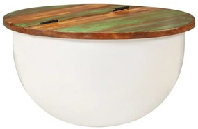 vidaXL Coffee Table White 50x27 cm Solid Wood Reclaimed - Λευκό